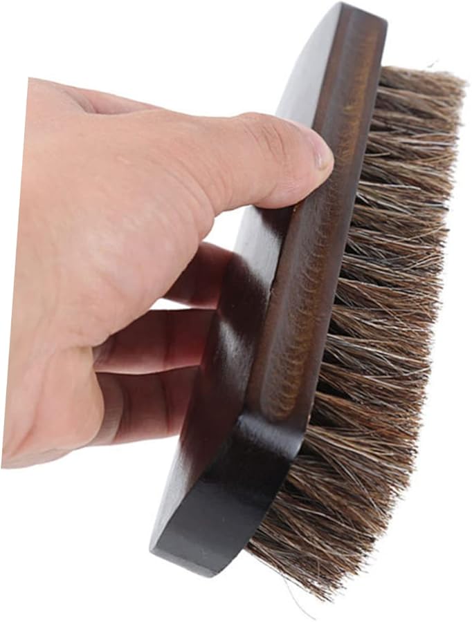 فرشاة تنظيف الجلد من شعر الحصان، فرشاة تلميع خشبية لمجموعة العناية بالأحذية والجزمة - Image 4